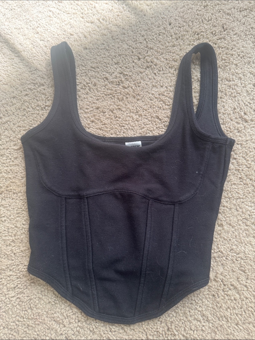 Victoria's Secret Black Ribbed Corset-Style Tank- thicker material